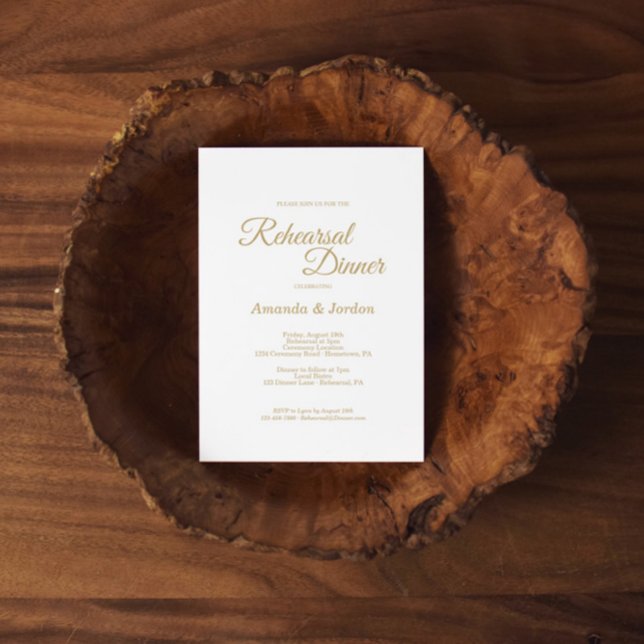 Simple Gold Calligraphy Rehearsal Dinner Invitation (Creator Uploaded)