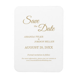 Simple Gold Calligraphy Save the Date Magnet