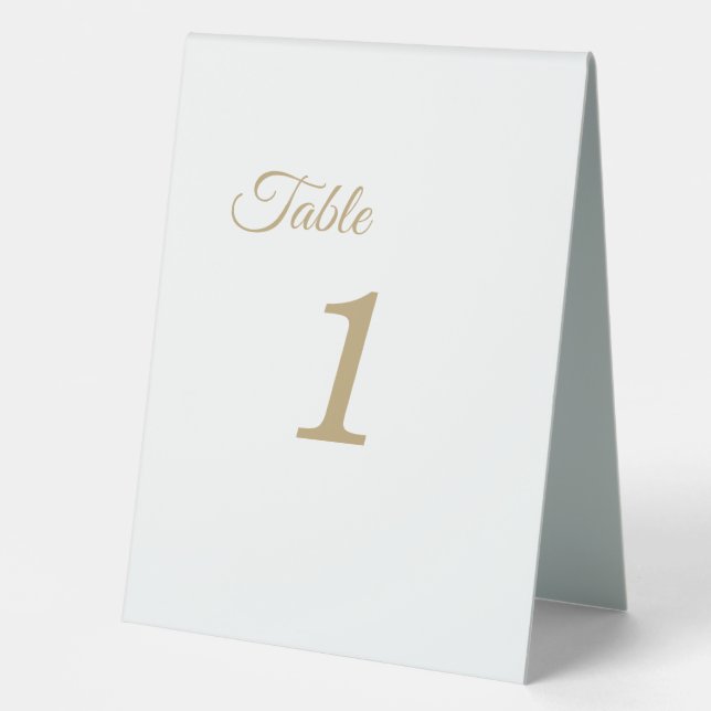 Simple Gold Calligraphy Table Number (Front)