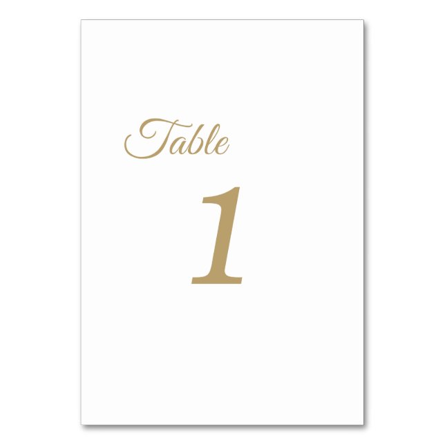 Simple Gold Calligraphy Table Numbers Sign (Front)