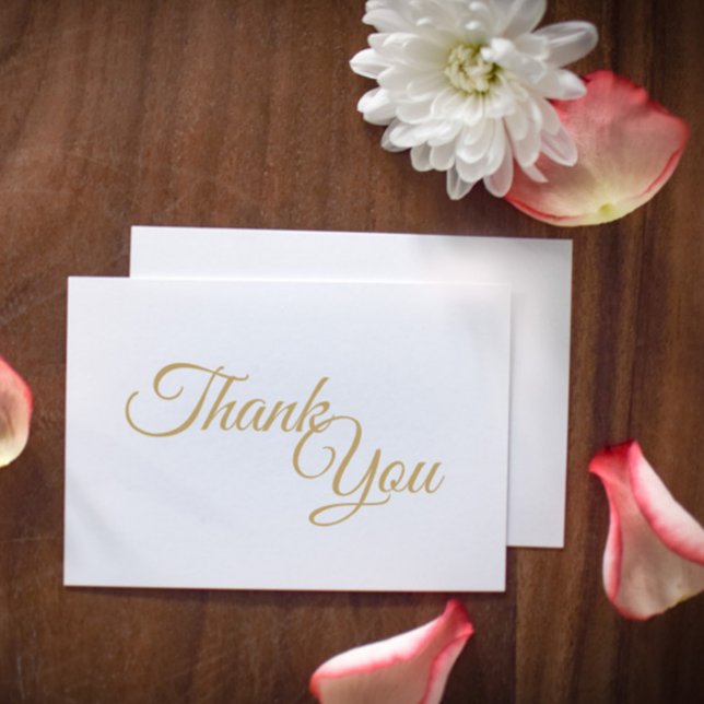 Simple Gold Calligraphy Thank You Flat Card (Creator Uploaded)