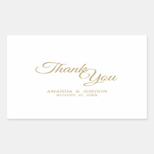 Simple Gold Calligraphy Thank You Rectangular Sticker