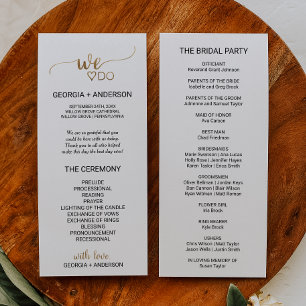 Simple Gold Calligraphy We Do Wedding Program Programme