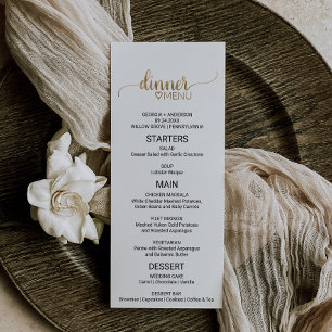 Simple Gold Calligraphy Wedding Menu