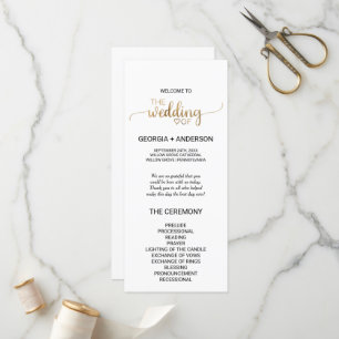 Simple Gold Calligraphy Wedding Program Programme