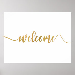 Simple gold calligraphy Welcome Sign