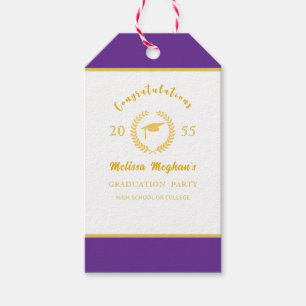 Simple Gold Cap Laurel Wreath Graduation Party Gift Tags