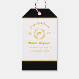Simple Gold Cap Laurel Wreath Graduation Party  Gift Tags