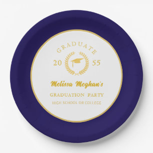 Simple Gold Cap Laurel Wreath Graduation Party Pa Paper Plate
