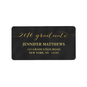 Simple Gold Chalkboard 2016 Graduation Label