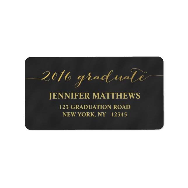 Simple Gold Chalkboard | 2016 Graduation Label (Front)