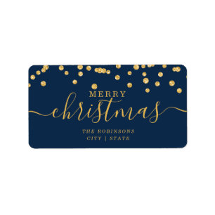 Simple GOLD Christmas Holidays Glitter Navy Label