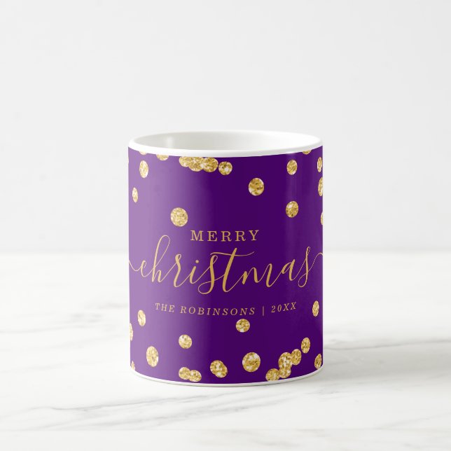 Simple GOLD Christmas Holidays Glitter Purple Coffee Mug (Center)