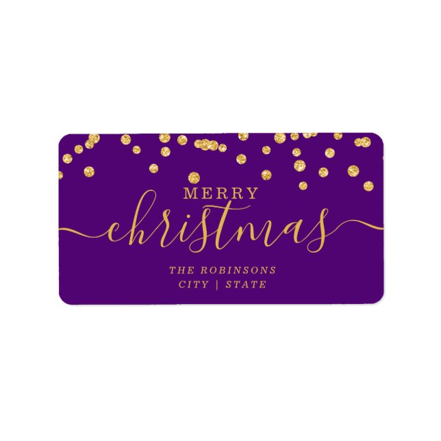 Simple GOLD Christmas Holidays Glitter Purple Label (Front)