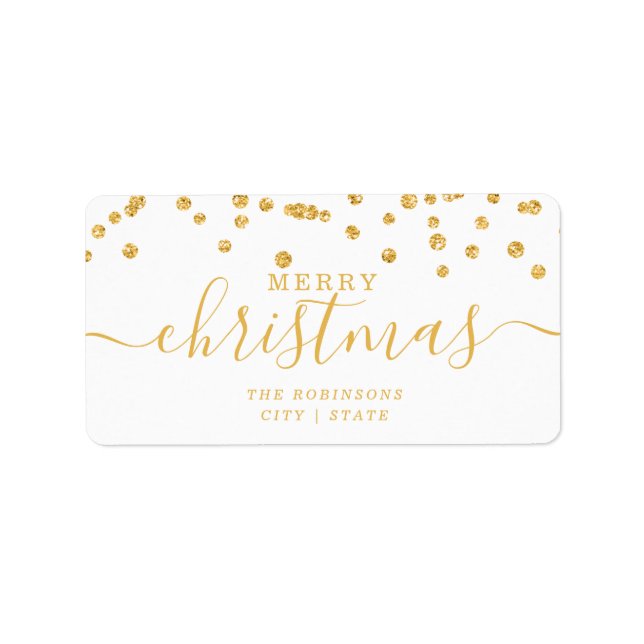 Simple GOLD Christmas Holidays Glitter White Label (Front)