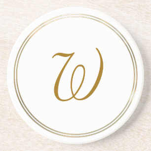 Simple Gold Circles and Monogram Template Coaster