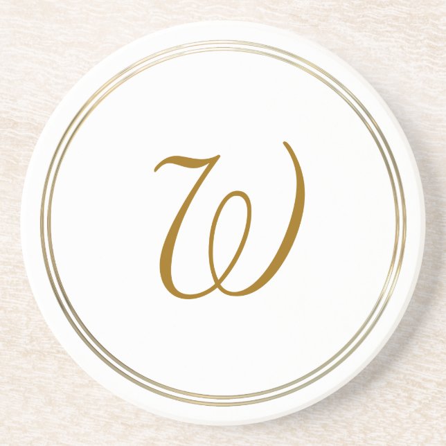 Simple Gold Circles and Monogram Template Coaster (Front)