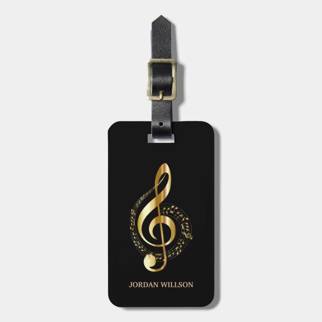 Simple Gold Clef Luggage Tag (Front Vertical)