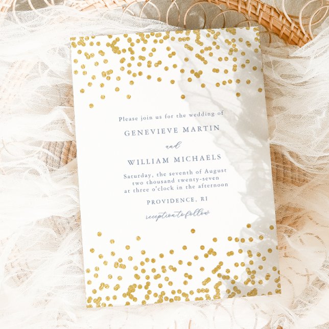 Simple Gold Confetti Wedding Invitation (Creator Uploaded)