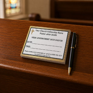 Simple Gold Cross Church Pastor Appointment Post-it Notes