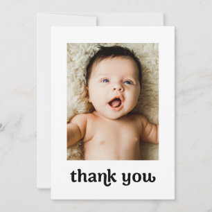 Simple Gold cross Modern 2 Baby Photos Baptism Thank You Card