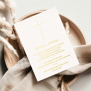 Simple Gold Cross Script Baptism