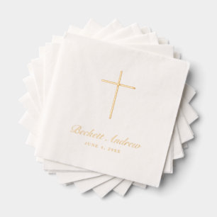 Simple Gold Cross Script  Foil Napkins