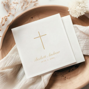 Simple Gold Cross Script  Foil Napkins