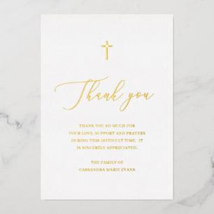 Simple Gold Cross Sympathy Funeral Thank You Card