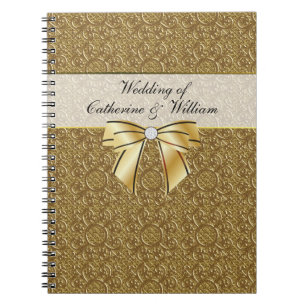 Simple Gold Elegance Wedding Guest Sign In Notebook