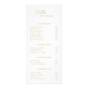 Simple Gold Elegant Contemporary Price List Modern Rack Card