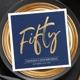 Simple Gold Fifty 50th Birthday Party Napkin