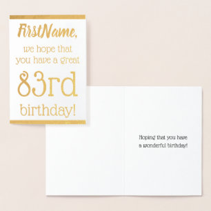 Simple Gold Foil 83rd Birthday Greeting Card