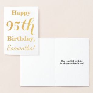 Simple Gold Foil 95th Birthday + Custom Name Foil Card