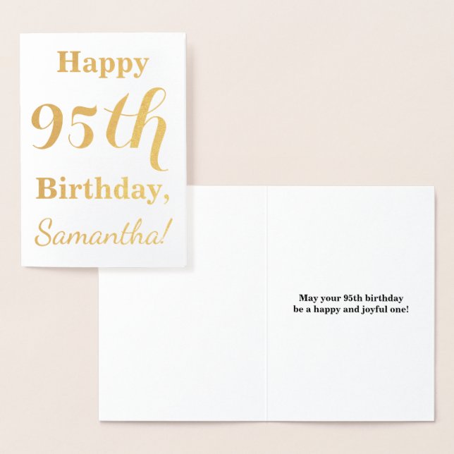 Simple Gold Foil 95th Birthday + Custom Name Foil Card (Display)