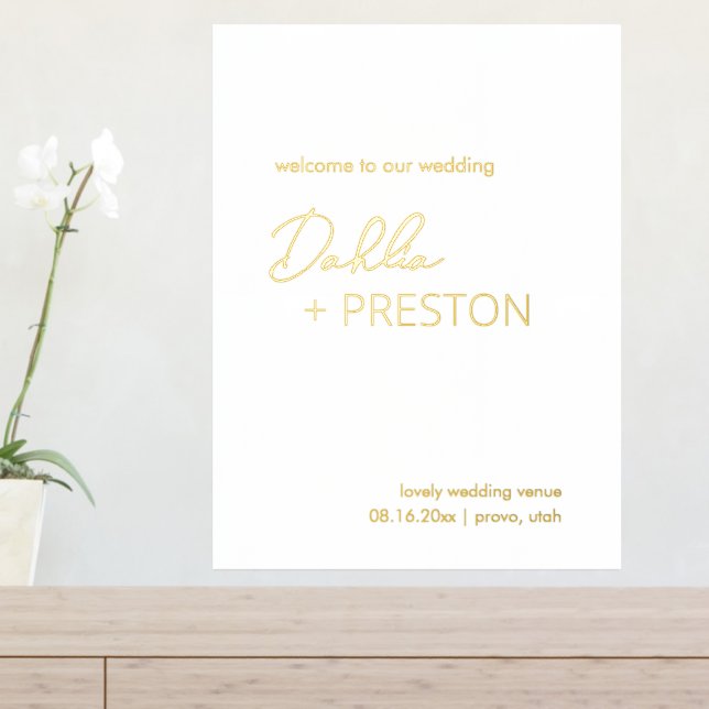 Simple Gold Foil Contemporary Modern Wedding Foil Prints (In Situ (Entry Table))