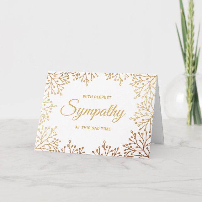 Simple Gold Foil Floral Sympathy Card (Front)