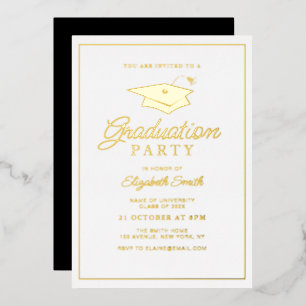 simple gold foil frame graduation party invitation
