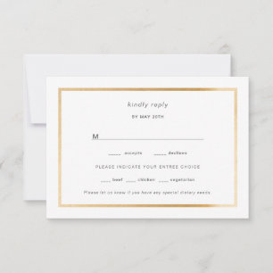 Simple Gold Foil Frame wedding rsvp Card