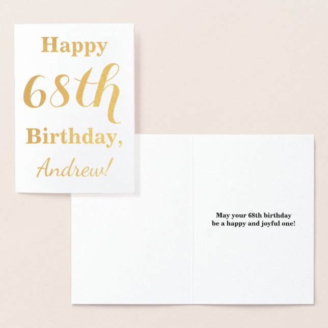 Simple Gold Foil "HAPPY 68th BIRTHDAY" + Name Foil Card (Display)