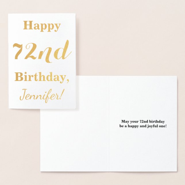 Simple Gold Foil "HAPPY 72nd BIRTHDAY" + Name Foil Card (Display)
