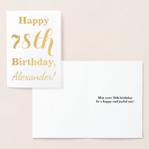 Simple Gold Foil "HAPPY 78th BIRTHDAY" + Name Foil Card