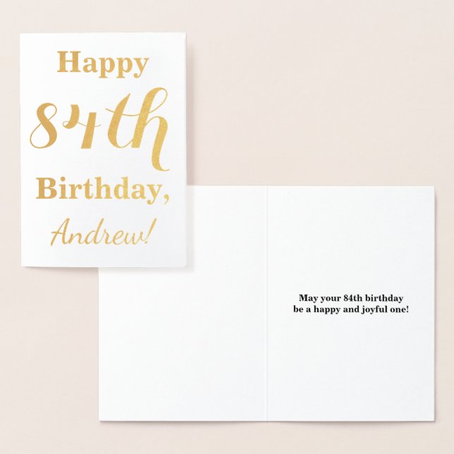 Simple Gold Foil "HAPPY 84th BIRTHDAY" + Name Foil Card (Display)
