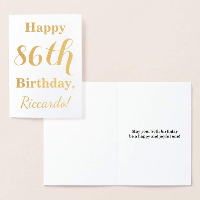 Simple Gold Foil "HAPPY 86th BIRTHDAY" + Name Foil Card (Display)
