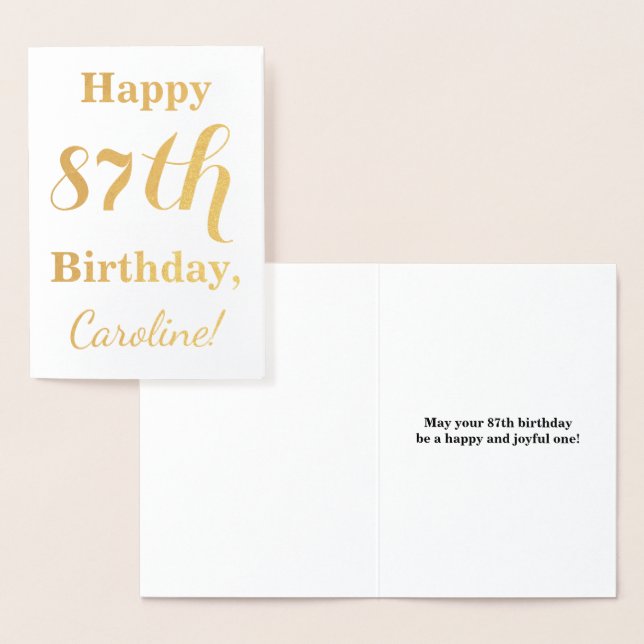 Simple Gold Foil "HAPPY 87th BIRTHDAY" + Name Foil Card (Display)