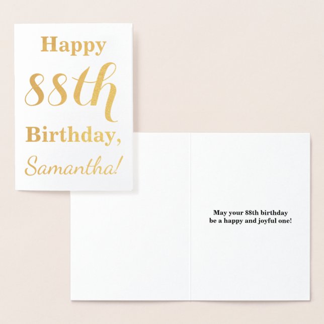 Simple Gold Foil "HAPPY 88th BIRTHDAY" + Name Foil Card (Display)