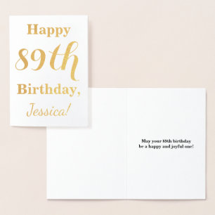 Simple Gold Foil "HAPPY 89th BIRTHDAY" + Name Foil Card
