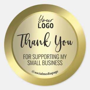 Simple Gold Foil Thank You Logo Classic Round Sticker