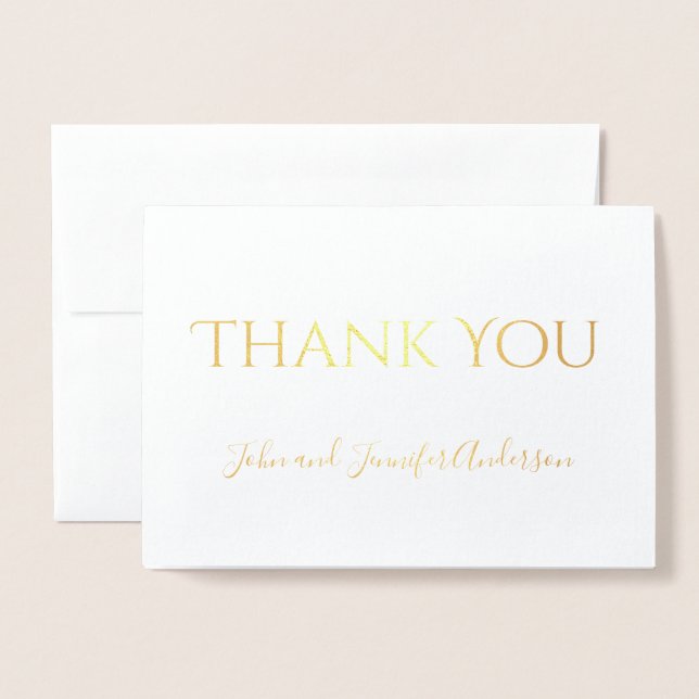 Simple Gold Foil Thank You with Signature Card (Front With Envelope)