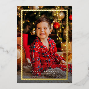 Simple gold frame Christmas photo Foil Holiday Card